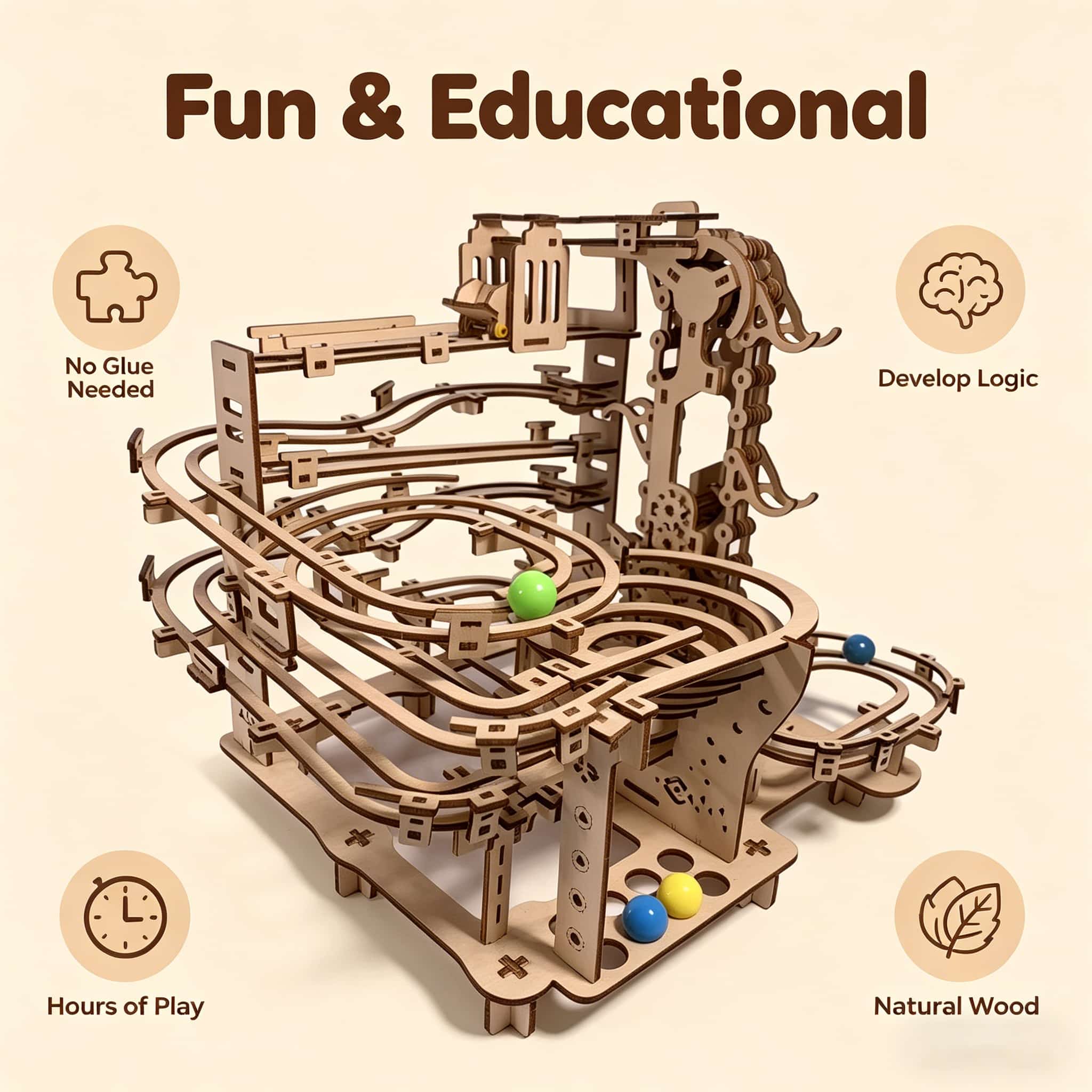 Mechanical Marble Run 3D Woode - Running Gear Gifts ulasan dan harga