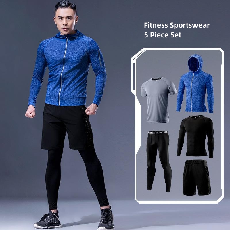 5-Piece Men's Fitness Clothes  - Running Gear Quick Dry ulasan dan harga